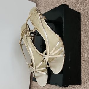 Women's Ralph Lauren Gold Metallic Strappy High Heel Sandals Size 9